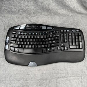 Logitech Wave Cordless Keyboard Black Ergonomic Wireless K350 Y-BP62A No Dongle